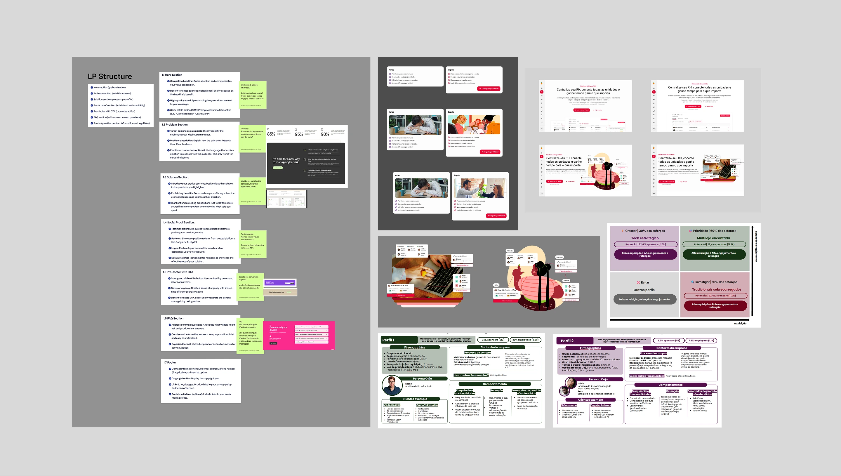 LP structure — wireframes and moodboard exploration